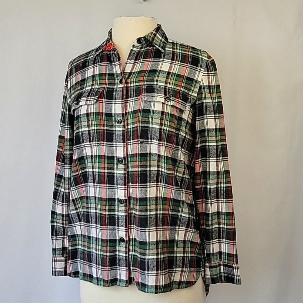 Madewell Oversized Classic Ex Boyfriend Flannel Shirt Size Small